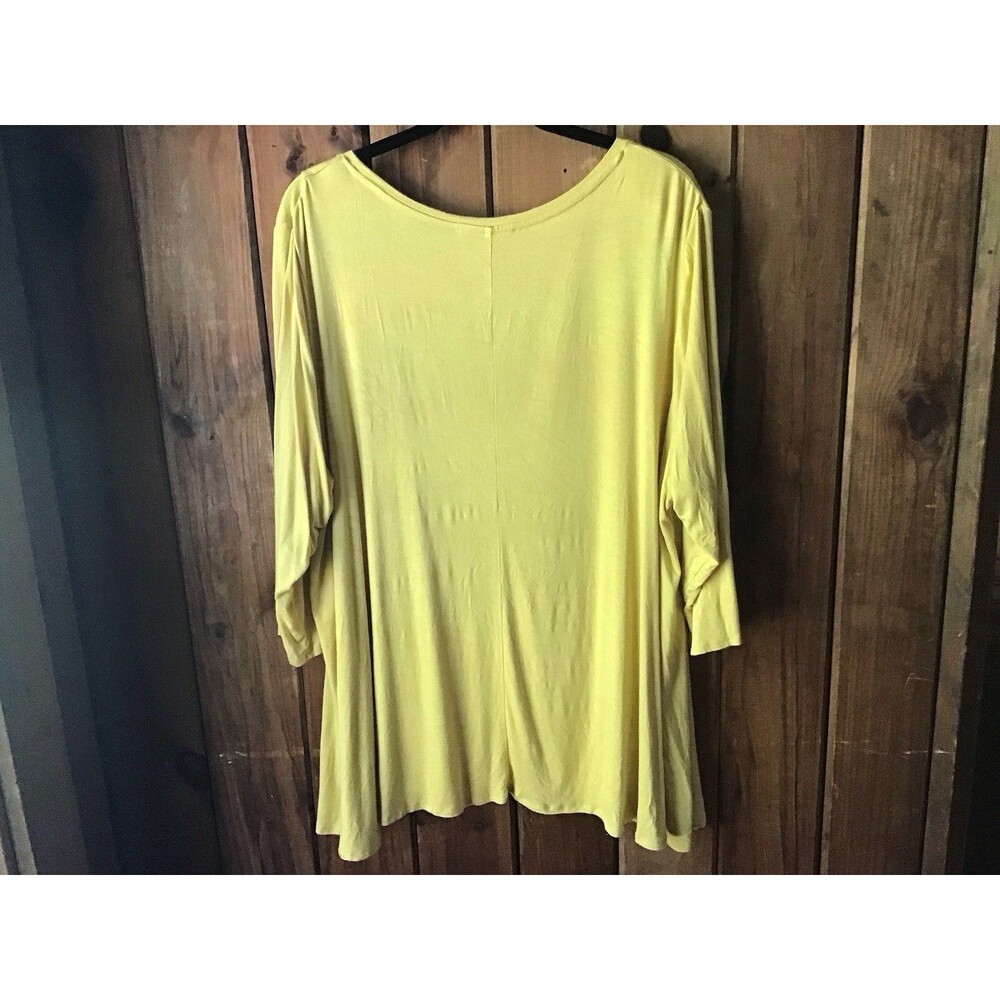 Philosophy Yellow Top Size 2X Casual 3/4 Sleeve Tunic - Picture 3 of 6